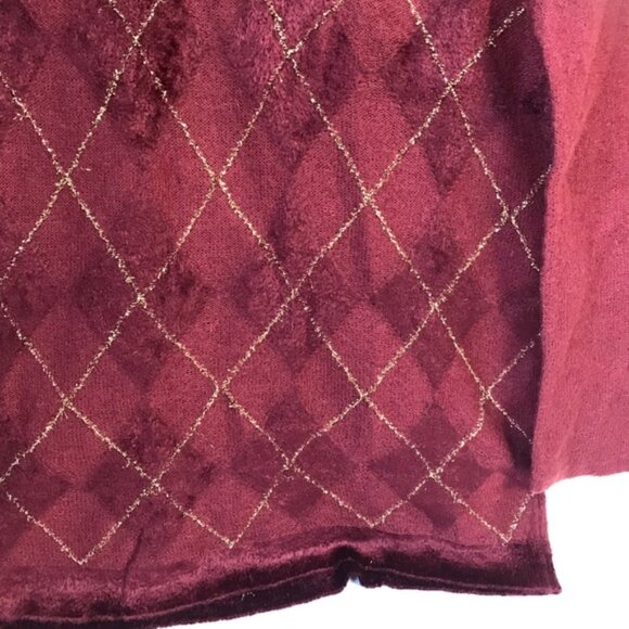 Marina Rinaldi Argyle Metallic Textured Mohair Wool Blend Crew Soft Sweater Top - Picture 8 of 16